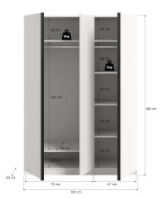 Kleiderschrank >Oakland< in Weiß - 130x183x53cm (BxHxT)