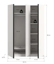 Kleiderschrank >Oakland< in Weiß - 130x183x53cm (BxHxT)