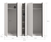 Kleiderschrank >Oakland< in Weiß - 230x183x53cm (BxHxT)