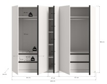 Kleiderschrank >Oakland< in Weiß - 230x183x53cm (BxHxT)