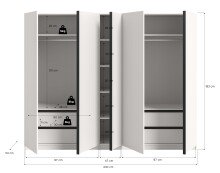 Kleiderschrank >Oakland< in Weiß - 230x183x53cm (BxHxT)