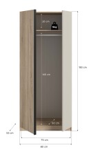 Kleiderschrank >Oakland< in Sonoma Eiche - 80x183x53cm (BxHxT)