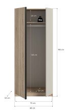 Kleiderschrank >Oakland< in Sonoma Eiche - 80x183x53cm (BxHxT)