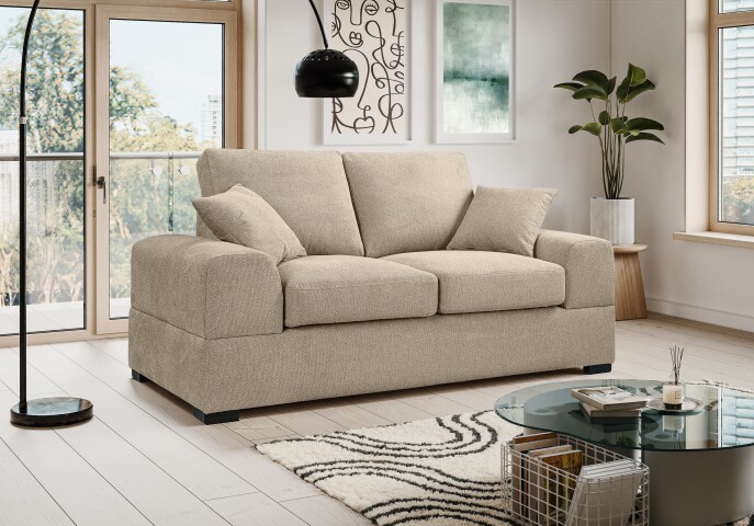 2-Sitzer >Veda< in beige, Strukturstoff - 182x90x93cm (BxHxT)