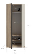 Kleiderschrank >Oakland< in Sonoma Eiche - 80x183x53cm (BxHxT)
