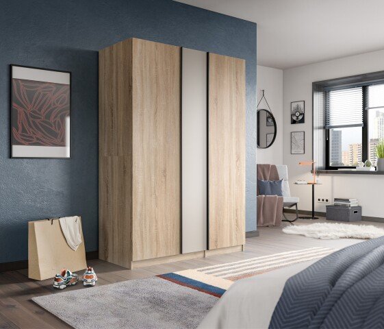 Kleiderschrank >Oakland< in Sonoma Eiche - 130x183x53cm (BxHxT)