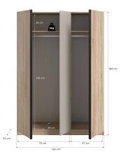 Kleiderschrank >Oakland< in Sonoma Eiche - 130x183x53cm (BxHxT)