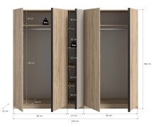 Kleiderschrank >Oakland< in Sonoma Eiche - 230x183x53cm (BxHxT)