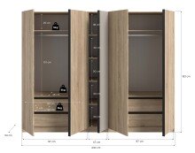 Kleiderschrank >Oakland< in Sonoma Eiche - 230x183x53cm (BxHxT)