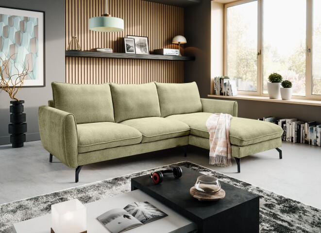 Ecksofa >Toronto< in grün, Webstoff - 259x87x165cm (BxHxT)