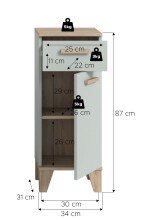 Midischrank >Star< in Hellgrün - 34x87x31cm (BxHxT)