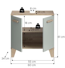 Waschbeckenunterschrank >Star< in Hellgrün - 60x61x34cm (BxHxT)