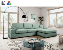 Ecksofa >Veda< in petrol, Strukturstoff -...