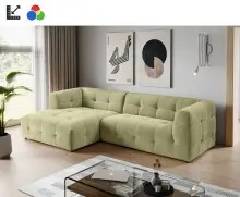 Ecksofa >Tenso< in grün, Webstoff -...