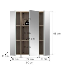 Spiegelschrank >Star< in Eiche Hell / Spiegelglas - 60x68x19cm (BxHxT)