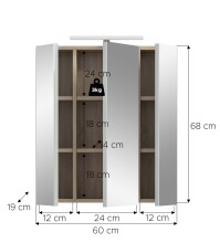 Spiegelschrank >Star< in Eiche Hell / Spiegelglas - 60x68x19cm (BxHxT)