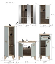 Badezimmer-Set >Star< in Hellgrün - 158x190x34cm (BxHxT)
