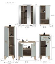 Badezimmer-Set >Star< in Hellgrün - 158x190x34cm (BxHxT)