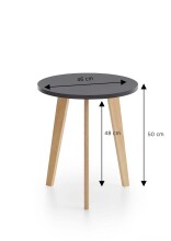 Couchtisch >Table< in Pinienholz / Schwarz, Echtholz/MDF - 50x45,8x50cm (BxHxT)