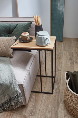 Couchtisch >Lisa< in Schwarz / Artisan, Metall/MDF - 30x58x40cm (BxHxT)