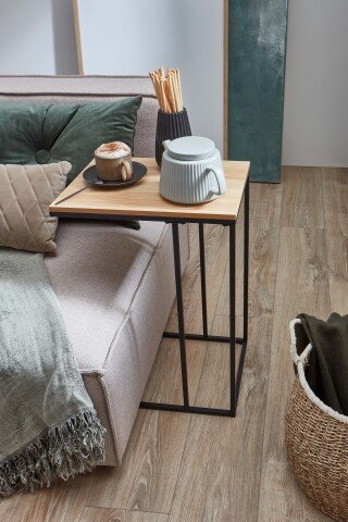 Couchtisch >Lisa< in Schwarz / Artisan, Metall/MDF - 30x58x40cm (BxHxT)