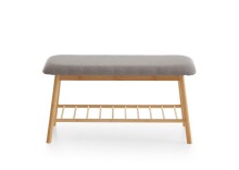 Sitzbank >Noah< in Bambus / Grau, Echtholz - 90x45x34cm (BxHxT)