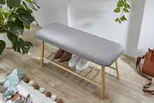 Sitzbank >Noah< in Bambus / Grau, Echtholz - 90x45x34cm (BxHxT)