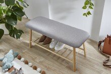 Sitzbank >Noah< in Bambus / Grau, Echtholz - 90x45x34cm (BxHxT)