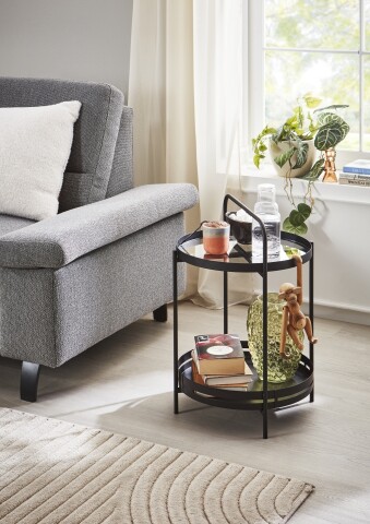 Couchtisch >Tino< in Schwarz, Metall - 44x62x44cm (BxHxT)