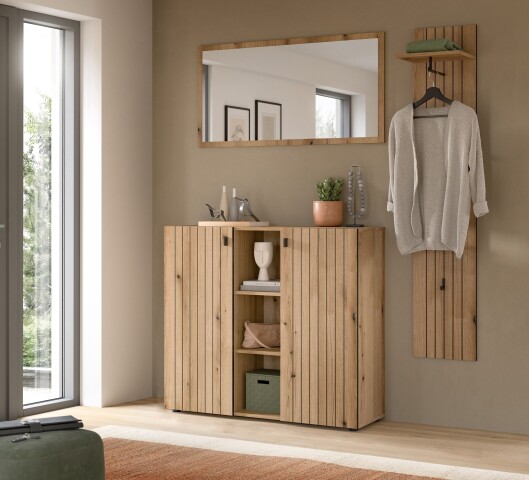 Garderoben-Set >Station< in Evoke Oak - 157x192x37cm (BxHxT)