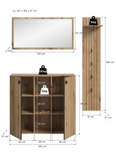 Garderoben-Set >Station< in Evoke Oak - 157x192x37cm (BxHxT)
