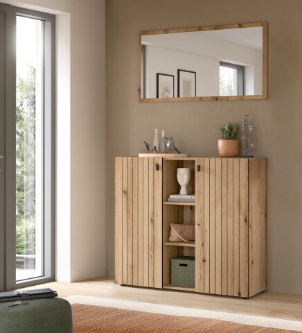 Garderoben-Set >Station< in Evoke Oak - 106x192x37cm (BxHxT)