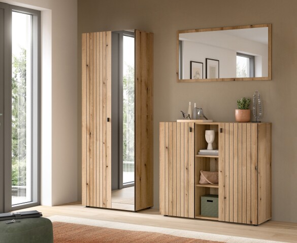Garderoben-Set >Station< in Evoke Oak - 191x192x37cm (BxHxT)
