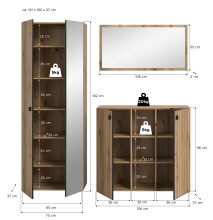 Garderoben-Set >Station< in Evoke Oak - 191x192x37cm (BxHxT)