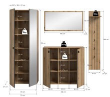 Garderoben-Set >Station< in Evoke Oak - 237x192x37cm (BxHxT)