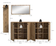 Garderoben-Set >Station< in Evoke Oak - 258x192x37cm (BxHxT)
