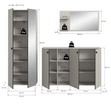 Garderoben-Set >Station< in kaschmir - 235x192x37cm (BxHxT)