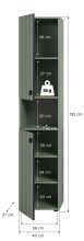 Garderobenschrank >Station< in Smoke Green - 40x192x37cm (BxHxT)