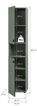 Garderobenschrank >Station< in Smoke Green - 40x192x37cm (BxHxT)