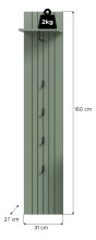 Garderobenpaneel >Station< in Smoke Green - 31x160x27cm (BxHxT)
