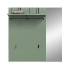 Garderobenpaneel >Station< in Smoke Green / Spiegelglas - 106x106x27cm (BxHxT)