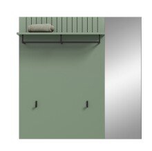 Garderobenpaneel >Station< in Smoke Green / Spiegelglas - 106x106x27cm (BxHxT)