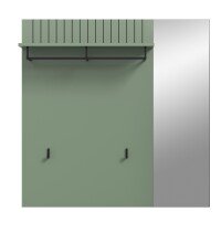 Garderobenpaneel >Station< in Smoke Green / Spiegelglas - 106x106x27cm (BxHxT)