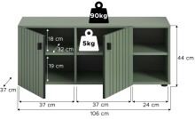 Sitzbank >Station< in Smoke Green - 106x43x37cm (BxHxT)