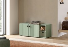 Sitzbank >Station< in Smoke Green - 106x43x37cm (BxHxT)