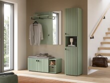 Sitzbank >Station< in Smoke Green - 106x43x37cm (BxHxT)