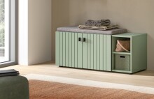 Sitzbank >Station< in Smoke Green - 106x43x37cm (BxHxT)