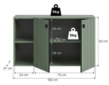 Sitzbank >Station< in Smoke Green - 106x63x37cm (BxHxT)