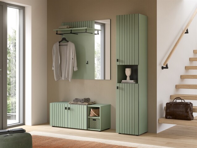 Garderoben-Set >Station< in Smoke Green - 161x192x37cm (BxHxT)