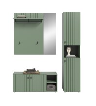 Garderoben-Set >Station< in Smoke Green - 161x192x37cm (BxHxT)